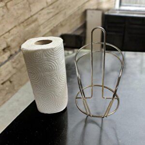 Gümüş Renkli Metal Kağıt Havluluk - Tezgah Üstü - Mutfak/banyo - Spiral Tasarım