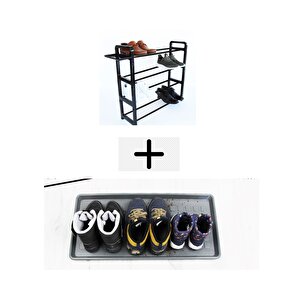 2 Li Pratik Ayakkabılık Seti (1 Er Adet Ayakkabılık, Ayakkabı Tepsisi)