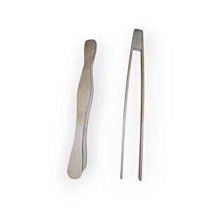 2 Li Set Cilasız Doğal Ahşap Teflon Maşa Kızartma Ve Börek Maşası