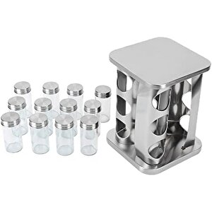 Döner Tezgah Üstü Baharatlık Rafı, 12 Adet Baharatlık Seti