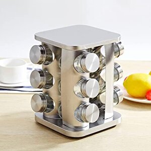 Döner Tezgah Üstü Baharatlık Rafı, 12 Adet Baharatlık Seti