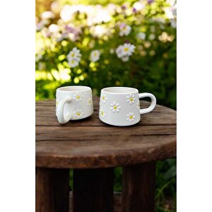 Seramik El Yapımı Sarı Papatya Desenli 2'li Kupa Bardak Pinterest Papatya Kupa