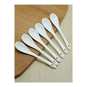 6'lı Lüx Porselen Çay Kaşığı & Tatlı & Reçel Kaşığı Sos Kaşığı Nescafe Kaşığı