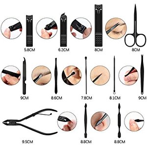 12 Parça Manikür Ve Pedikür Seti - 1. Sınıf Paslanmaz Çelik - Seyahat Çantalı Tırnak Bakım Seti