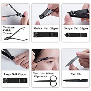 12 Parça Manikür Ve Pedikür Seti - 1. Sınıf Paslanmaz Çelik - Seyahat Çantalı Tırnak Bakım Seti