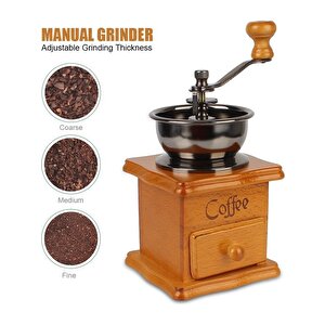 Ahşap Kahve Değirmeni - Ayarlanabilir Öğütme Boyutu - Kahve Ve Baharat Öğütücü