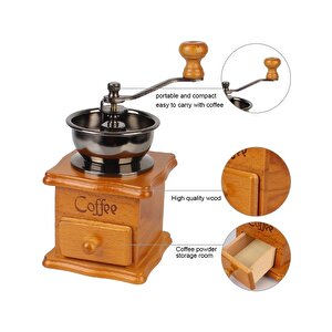 Ahşap Kahve Değirmeni - Ayarlanabilir Öğütme Boyutu - Kahve Ve Baharat Öğütücü
