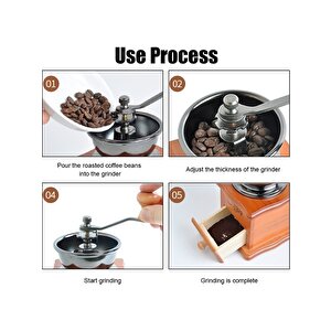 Ahşap Kahve Değirmeni - Ayarlanabilir Öğütme Boyutu - Kahve Ve Baharat Öğütücü