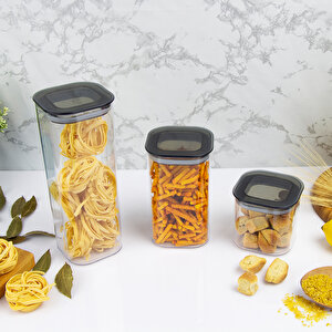 3 Adet İstiflenebilir Kristal Vakumlu Erzak Kabı Vakumlu Saklama Kabı Seti