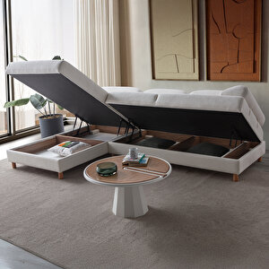 Aries Yataklı Sandıklı Köşe Takımı Beyaz Sol Köşe Beyaz