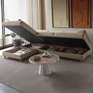 Aries Yataklı Sandıklı Köşe Takımı Sütlü Kahve Sol Köşe Sütlü Kahve