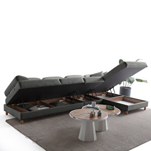 Eymense Aries Yataklı Sandıklı Piyonlu Köşe Takımı Antrasit Sağ Köşe