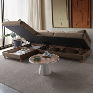 Aries Yataklı Sandıklı Köşe Takımı Kahverengi Sol Köşe Kahverengi