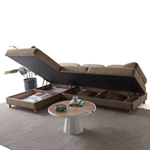 Eymense Aries Yataklı Sandıklı Köşe Takımı Kahverengi Sol Köşe