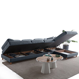 Eymense Aries Yataklı Sandıklı Piyonlu Köşe Takımı Mavi Sağ Köşe