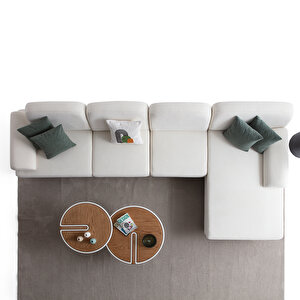 Eymense Aries Yataklı Sandıklı Piyonlu Köşe Takımı Beyaz Sağ Köşe