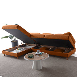 Eymense Aries Yataklı Sandıklı Köşe Takımı Turuncu Sol Köşe