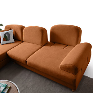 Eymense Aries Yataklı Sandıklı Köşe Takımı Turuncu Sol Köşe