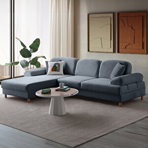 Eymense Aries Yataklı Sandıklı Köşe Takımı Mavi Sol Köşe