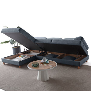 Eymense Aries Yataklı Sandıklı Köşe Takımı Mavi Sol Köşe