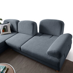 Eymense Aries Yataklı Sandıklı Köşe Takımı Mavi Sol Köşe