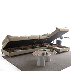 Eymense Aries Yataklı Sandıklı Piyonlu Köşe Takımı Sütlü Kahve Sağ Köşe