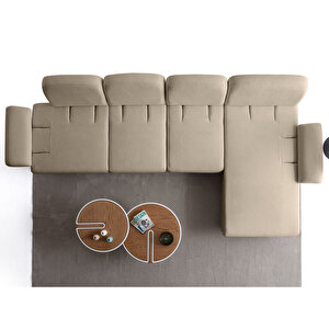 Eymense Aries Yataklı Sandıklı Piyonlu Köşe Takımı Sütlü Kahve Sağ Köşe