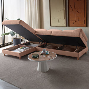 Aries Yataklı Sandıklı Köşe Takımı Pembe Sol Köşe Pembe