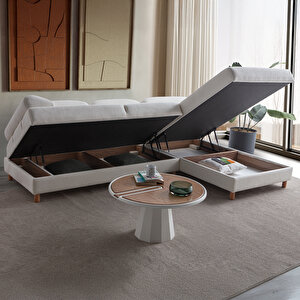 Aries Yataklı Sandıklı Köşe Takımı Beyaz Sağ Köşe Beyaz