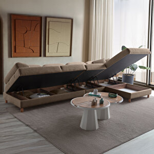 Aries Yataklı Sandıklı Piyonlu Köşe Takımı Kahverengi Sağ Köşe Kahverengi