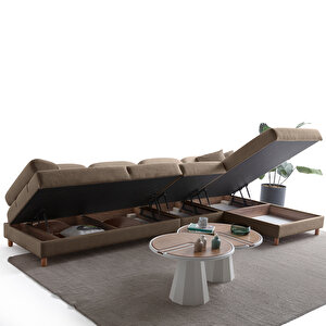 Eymense Aries Yataklı Sandıklı Piyonlu Köşe Takımı Kahverengi Sağ Köşe