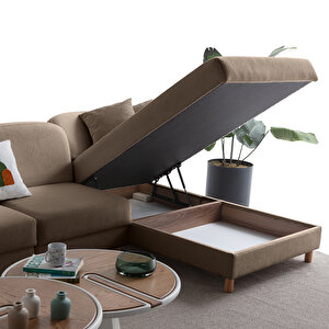 Eymense Aries Yataklı Sandıklı Piyonlu Köşe Takımı Kahverengi Sağ Köşe