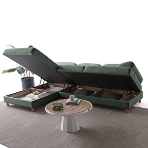 Eymense Aries Yataklı Sandıklı Köşe Takımı Yeşil Sol Köşe