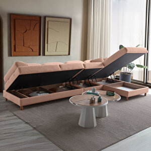 Aries Yataklı Sandıklı Piyonlu Köşe Takımı Pembe Sağ Köşe Pembe