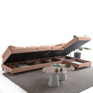 Eymense Aries Yataklı Sandıklı Piyonlu Köşe Takımı Pembe Sağ Köşe