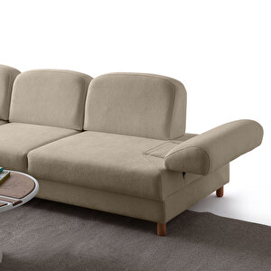 Eymense Aries Yataklı Sandıklı Piyonlu Köşe Takımı Sütlü Kahve Sol Köşe