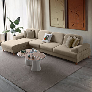 Aries Yataklı Sandıklı Piyonlu Köşe Takımı Sütlü Kahve Sol Köşe Sütlü Kahve