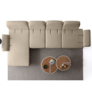 Eymense Aries Yataklı Sandıklı Piyonlu Köşe Takımı Sütlü Kahve Sol Köşe