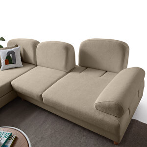 Eymense Aries Yataklı Sandıklı Piyonlu Köşe Takımı Sütlü Kahve Sol Köşe