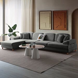 Aries Yataklı Sandıklı Piyonlu Köşe Takımı Antrasit Sol Köşe Antrasit