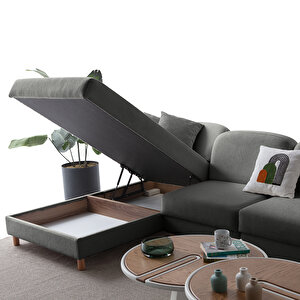 Eymense Aries Yataklı Sandıklı Piyonlu Köşe Takımı Antrasit Sol Köşe