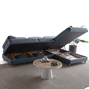 Eymense Aries Yataklı Sandıklı Köşe Takımı Mavi Sağ Köşe