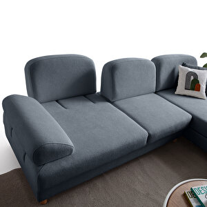 Eymense Aries Yataklı Sandıklı Köşe Takımı Mavi Sağ Köşe