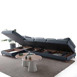 Eymense Aries Yataklı Sandıklı Piyonlu Köşe Takımı Mavi Sol Köşe