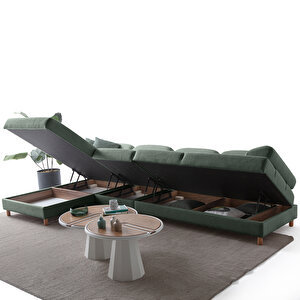 Eymense Aries Yataklı Sandıklı Piyonlu Köşe Takımı Yeşil Sol Köşe