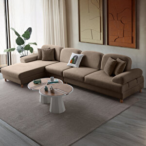 Aries Yataklı Sandıklı Piyonlu Köşe Takımı Kahverengi Sol Köşe Kahverengi