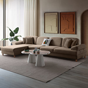 Aries Yataklı Sandıklı Piyonlu Köşe Takımı Kahverengi Sol Köşe Kahverengi