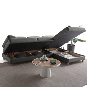 Eymense Aries Yataklı Sandıklı Köşe Takımı Antrasit Sağ Köşe