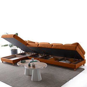 Eymense Aries Yataklı Sandıklı Piyonlu Köşe Takımı Turuncu Sol Köşe