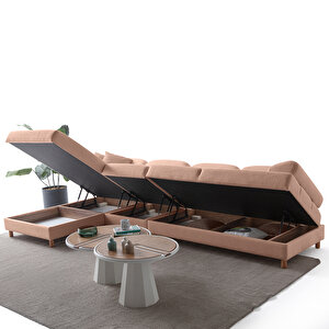 Eymense Aries Yataklı Sandıklı Piyonlu Köşe Takımı Pembe Sol Köşe